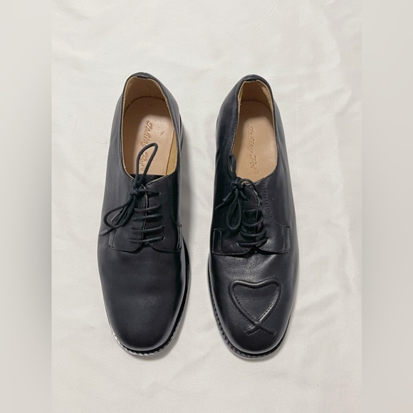 Black Leather Heart Detail Loafers - Picture 6 of 10